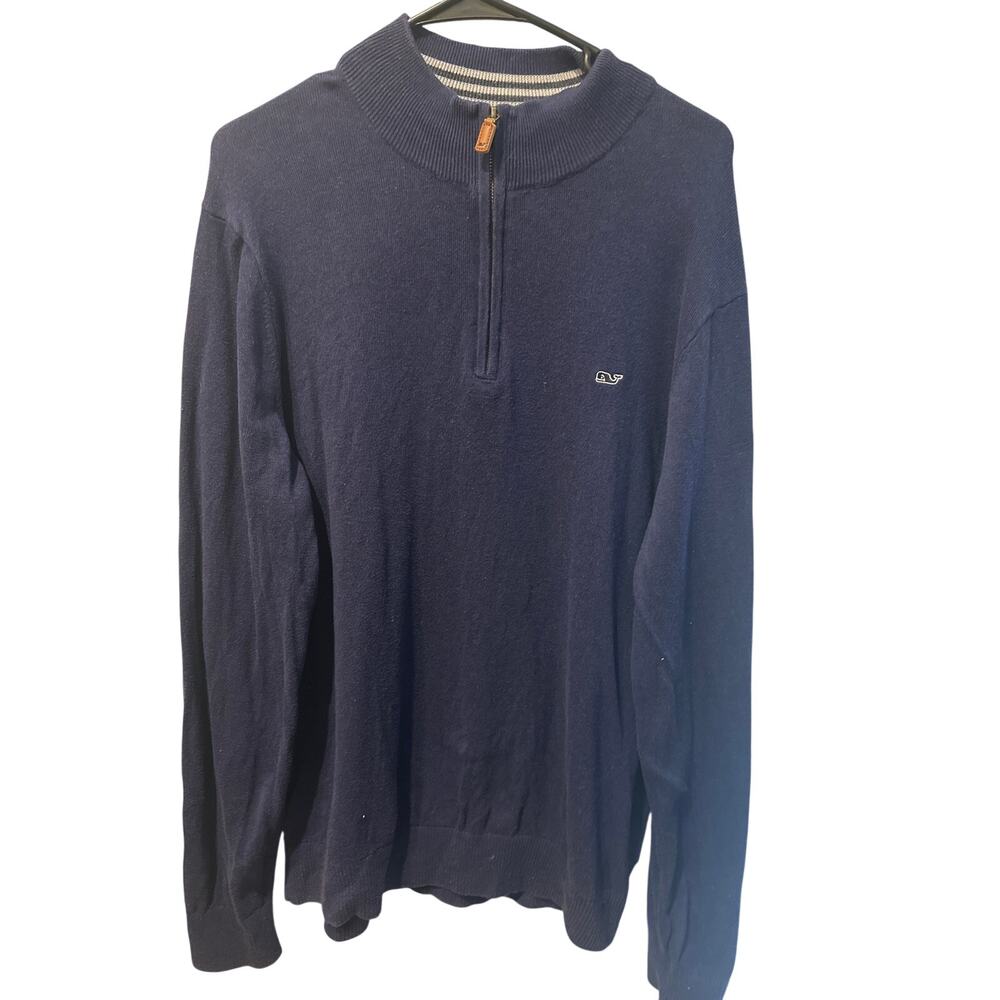⭐️ Men’s Vineyard Vines Navy  Quarter Zip Sweater Size Large Preppy Coastal